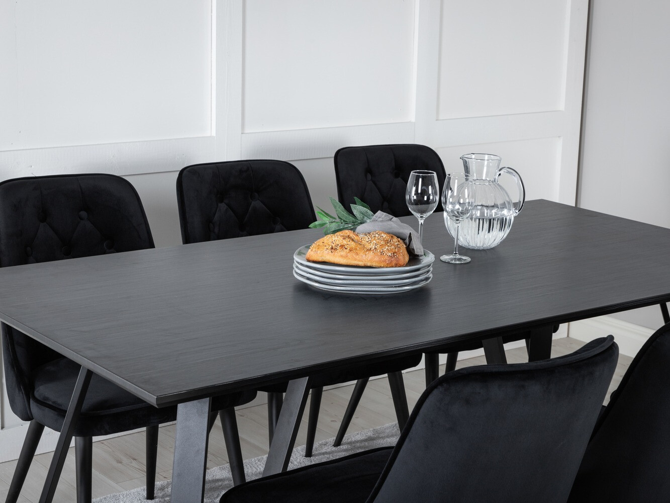 Conjunto de mesas y sillas para comedor Dallas 1628 (Negro)