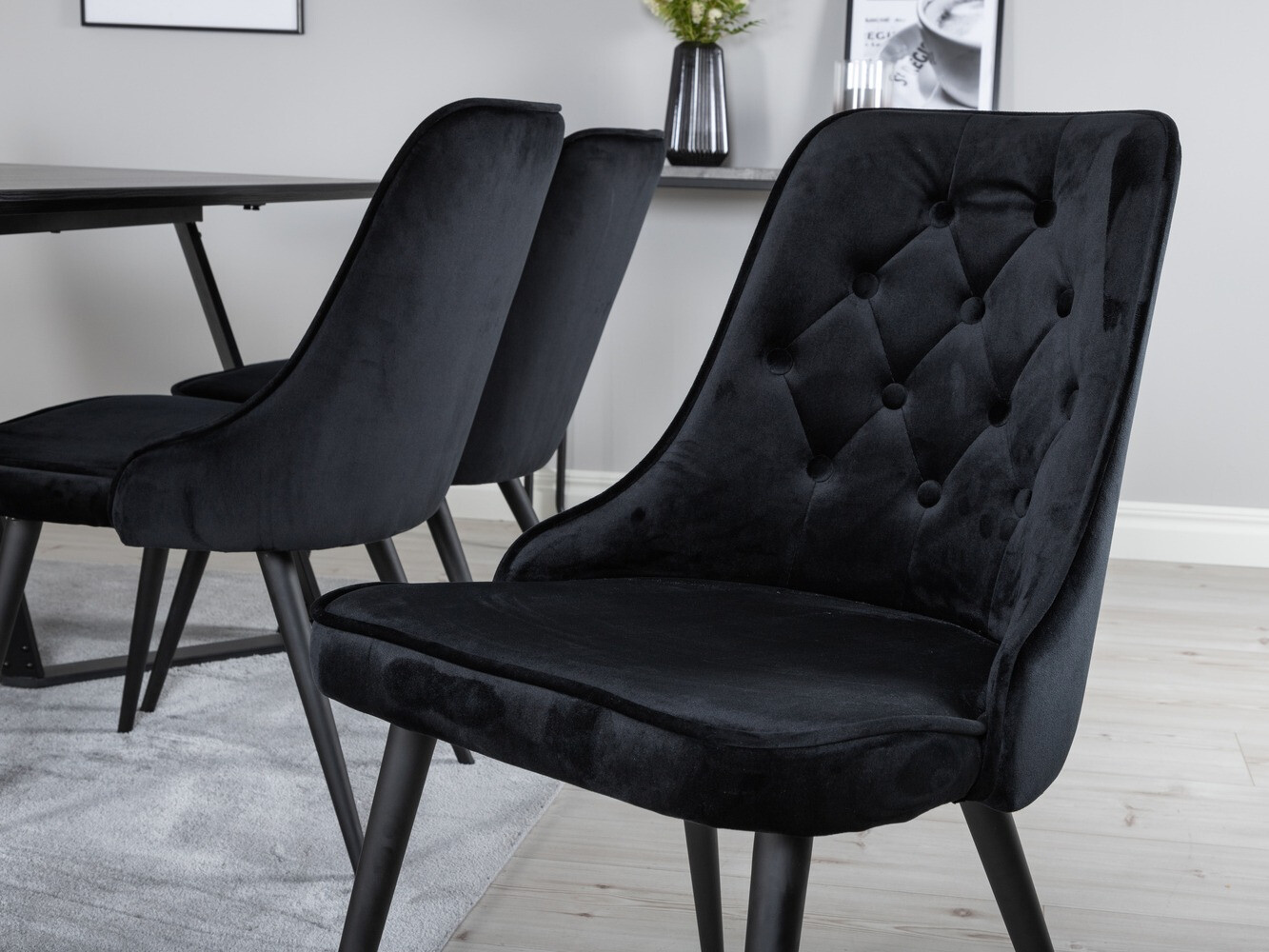 Conjunto de mesas y sillas para comedor Dallas 1628 (Negro)