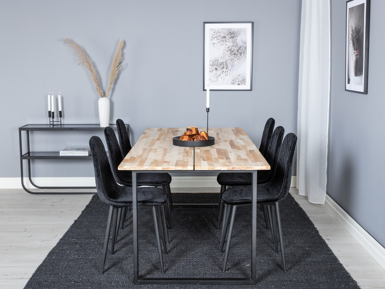 Conjunto de mesas y sillas para comedor Dallas 1645 (Negro)