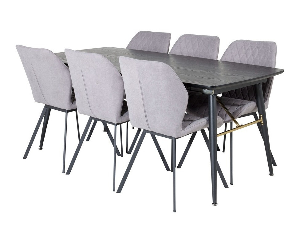 Conjunto de mesas y sillas para comedor Dallas 1647 (Gris + Negro)