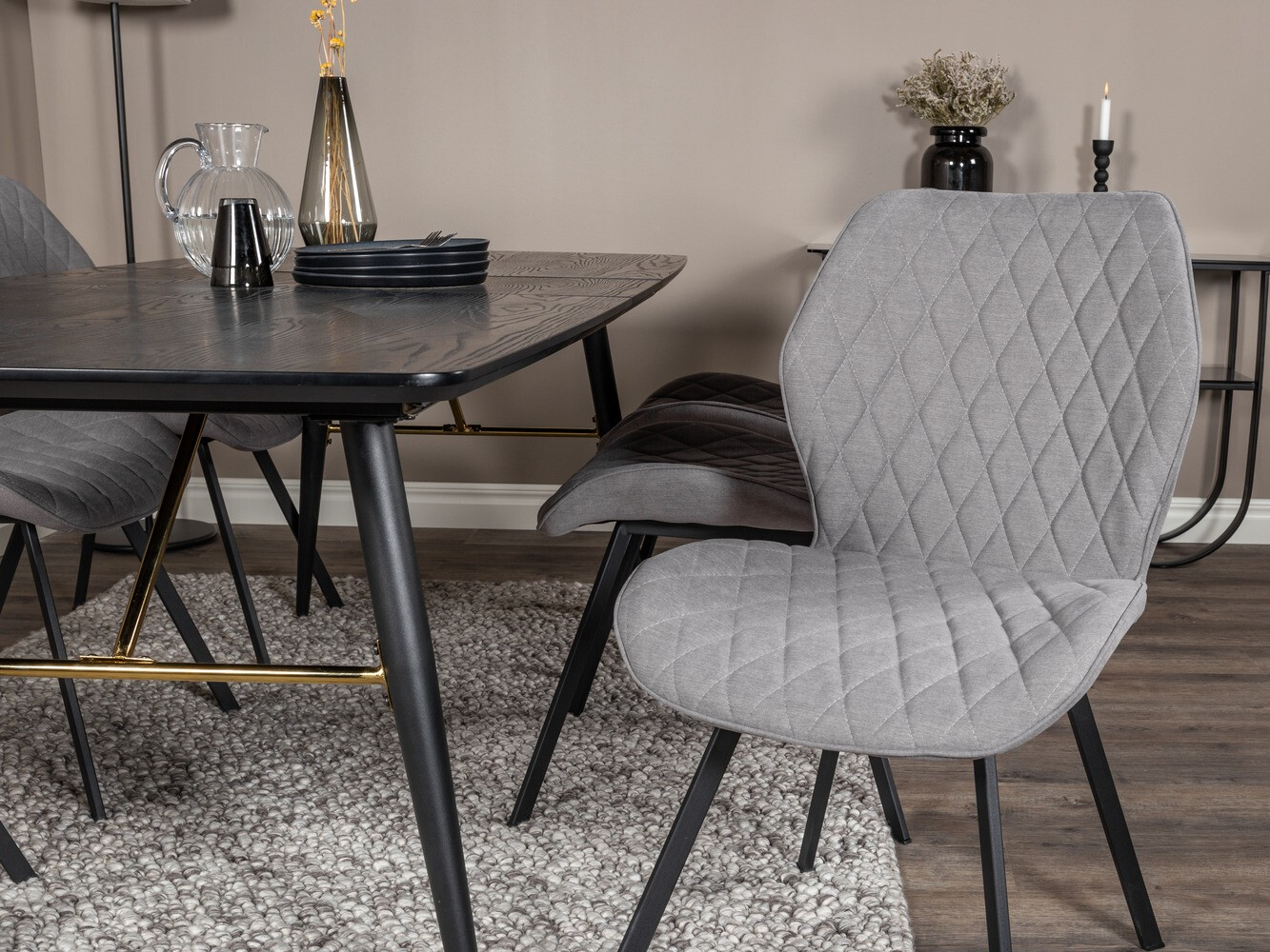 Conjunto de mesas y sillas para comedor Dallas 1647 (Gris + Negro)