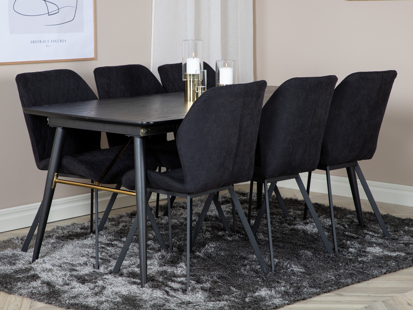 Conjunto de mesas y sillas para comedor Dallas 1647 (Negro)