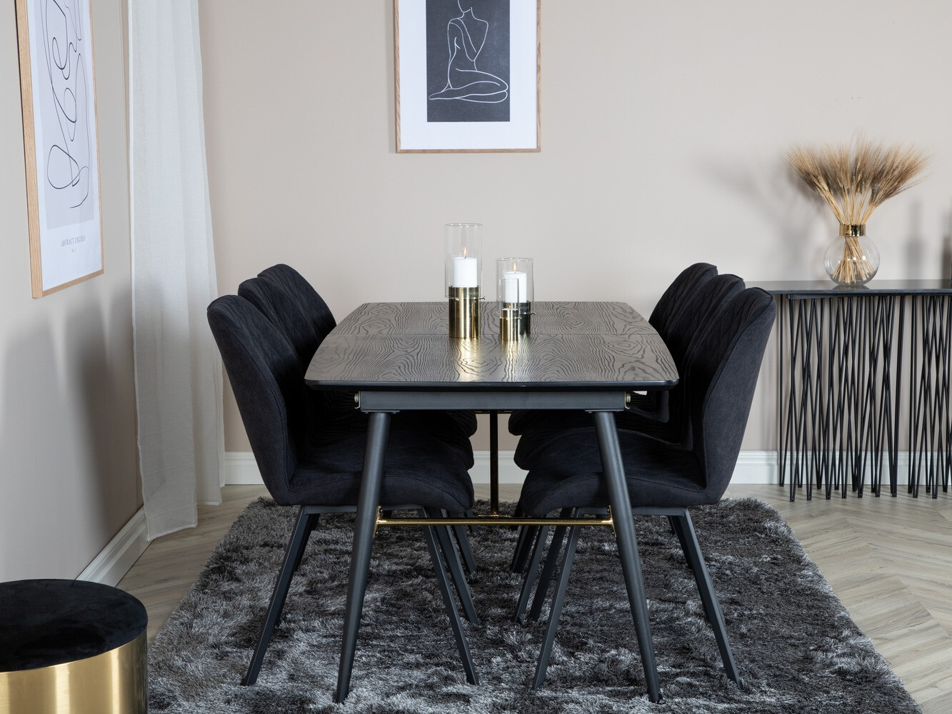 Conjunto de mesas y sillas para comedor Dallas 1647 (Negro)