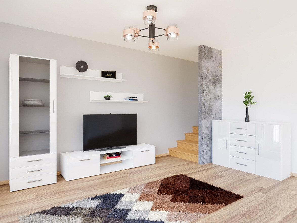 Conjunto de salón Tornola 108 (Blanco + Blanco brillante)