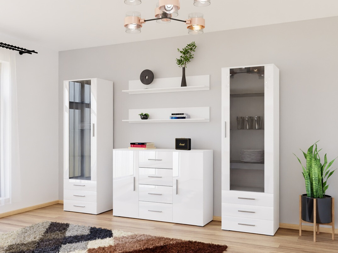 Conjunto de salón Tornola 112 (Blanco + Blanco brillante)