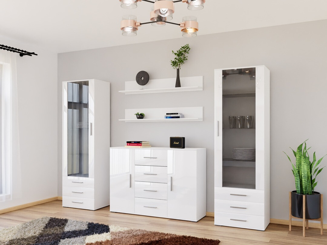 Conjunto de salón Tornola 112 (Blanco + Blanco brillante)