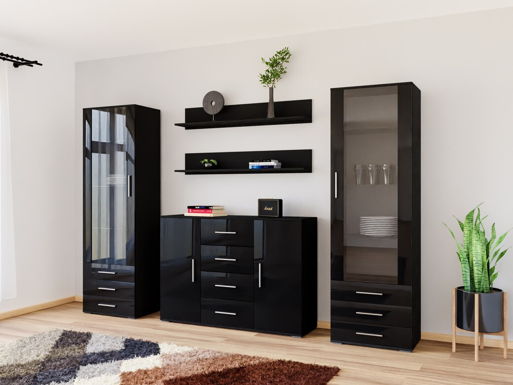 Conjunto de salón Tornola 112 (Negro + Negro brillante)