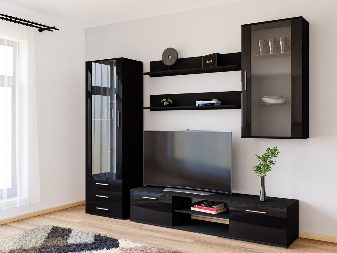 Conjunto de salón Tornola 114 (Negro + Negro brillante)