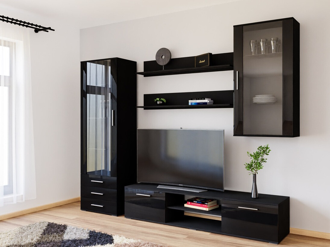 Conjunto de salón Tornola 114 (Negro + Negro brillante)