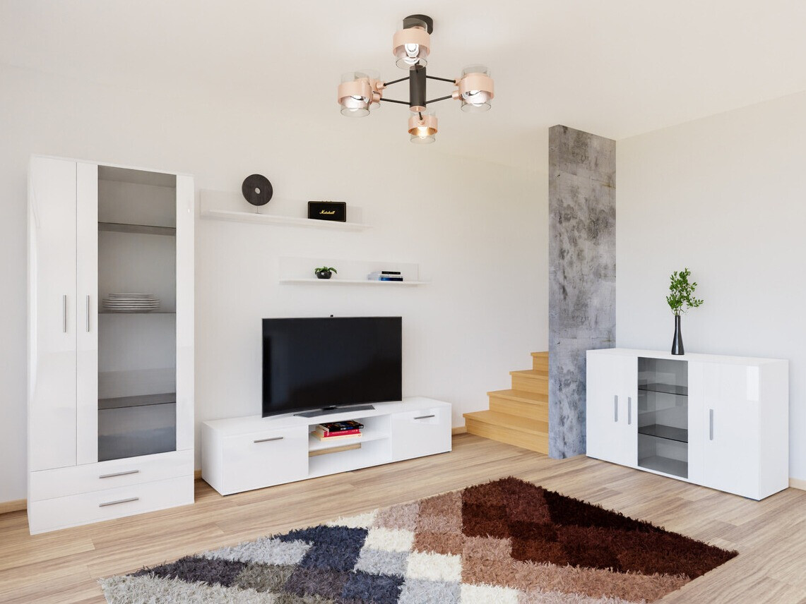 Conjunto de salón Tornola 116 (Blanco + Blanco brillante)