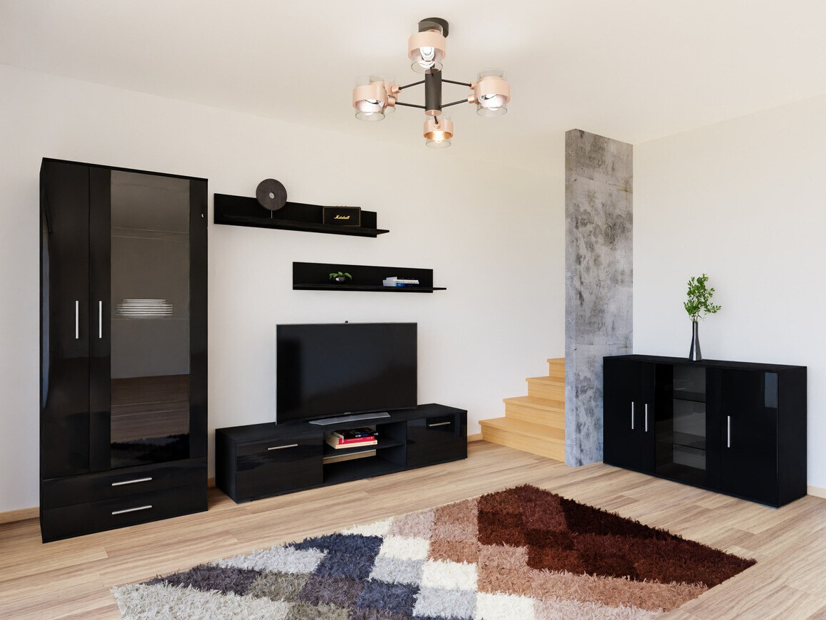 Conjunto de salón Tornola 116 (Negro + Negro brillante)