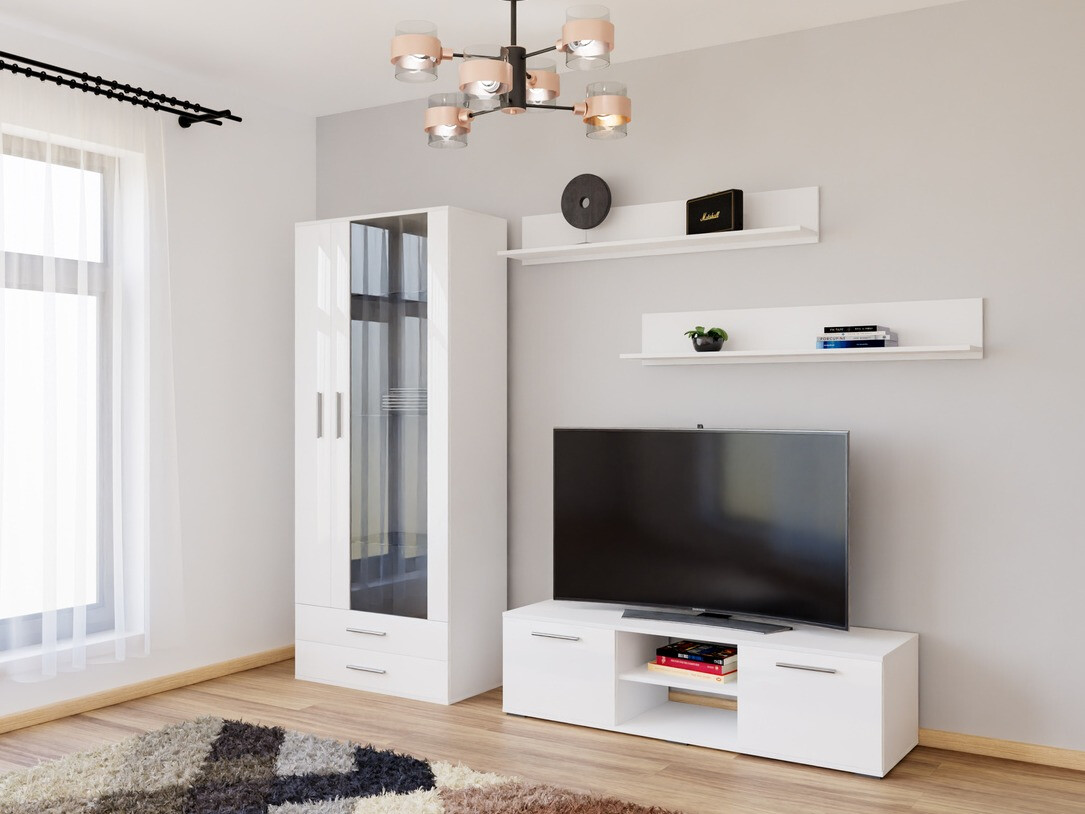 Conjunto de salón Tornola 117 (Blanco + Blanco brillante)