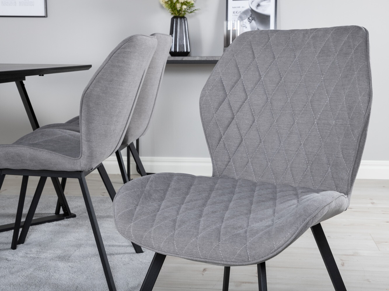 Conjunto de comedor Dallas 1685 (Gris + Negro)