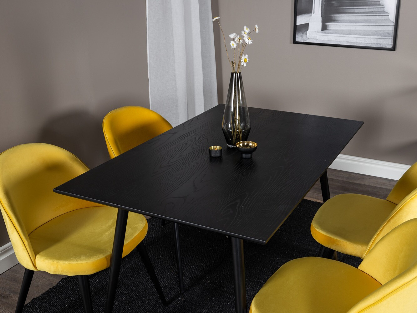 Conjunto de comedor Dallas 1692 (Amarillo + Negro)