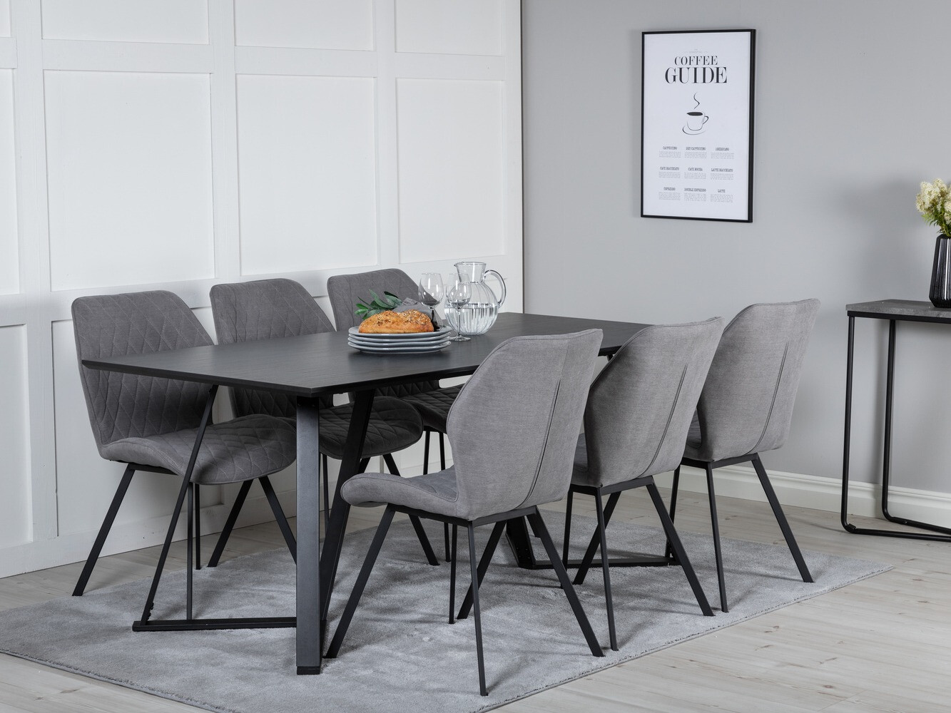 Conjunto de mesas y sillas para comedor Dallas 1685 (Gris + Negro)