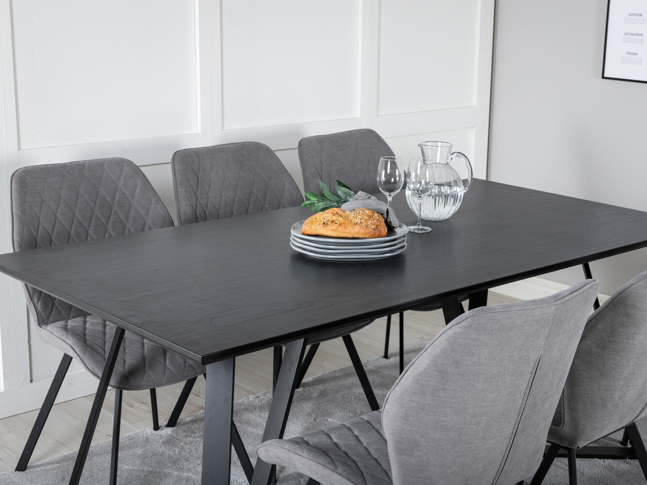 Conjunto de mesas y sillas para comedor Dallas 1685 (Gris + Negro)