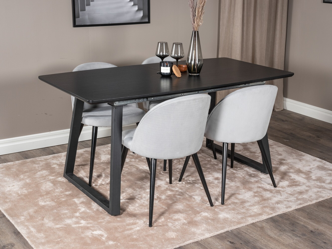 Conjunto de mesas y sillas para comedor Dallas 1687 (Gris + Negro)