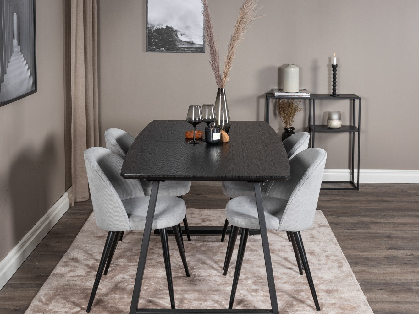 Conjunto de mesas y sillas para comedor Dallas 1687 (Gris + Negro)