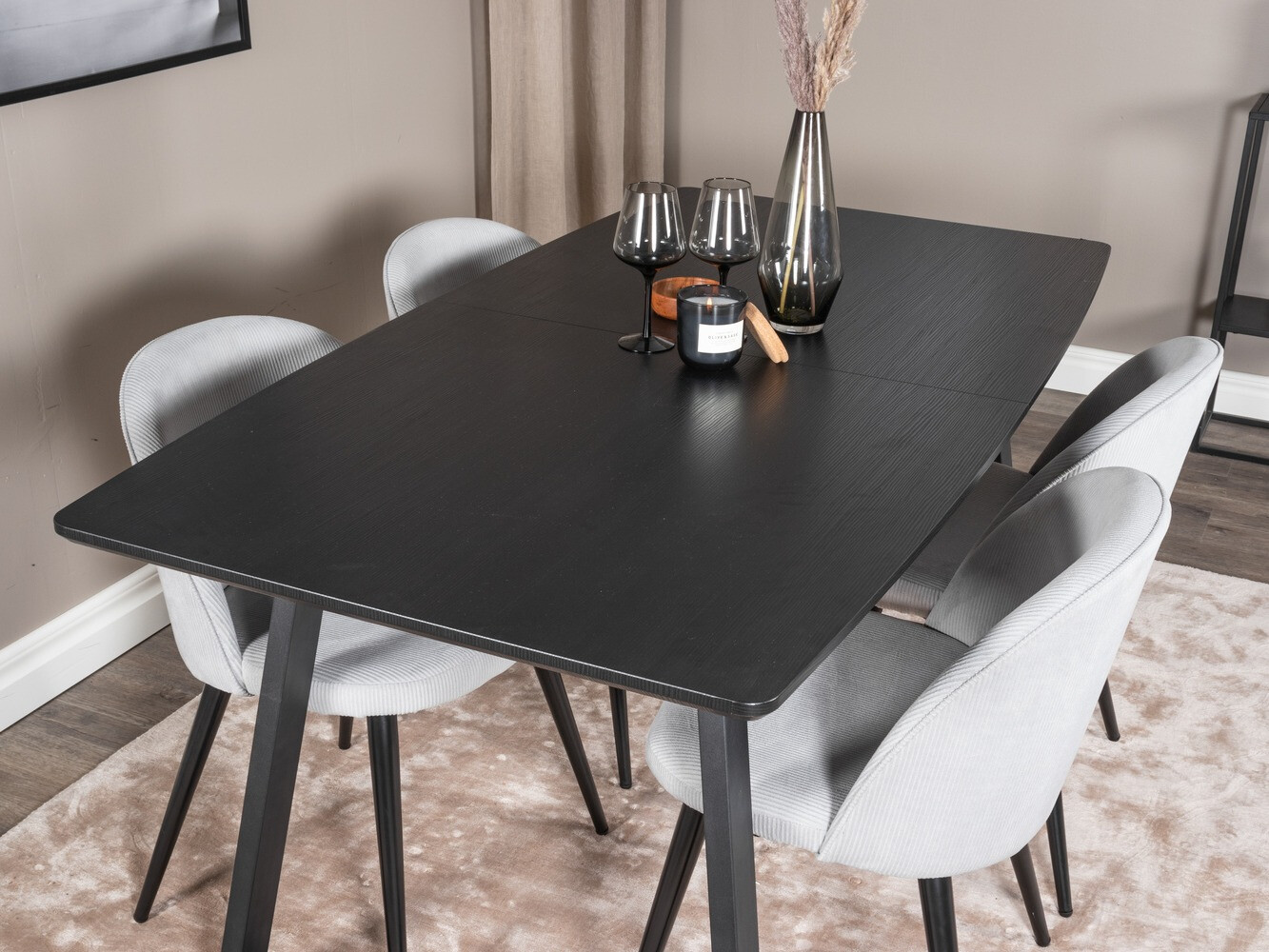Conjunto de mesas y sillas para comedor Dallas 1687 (Gris + Negro)
