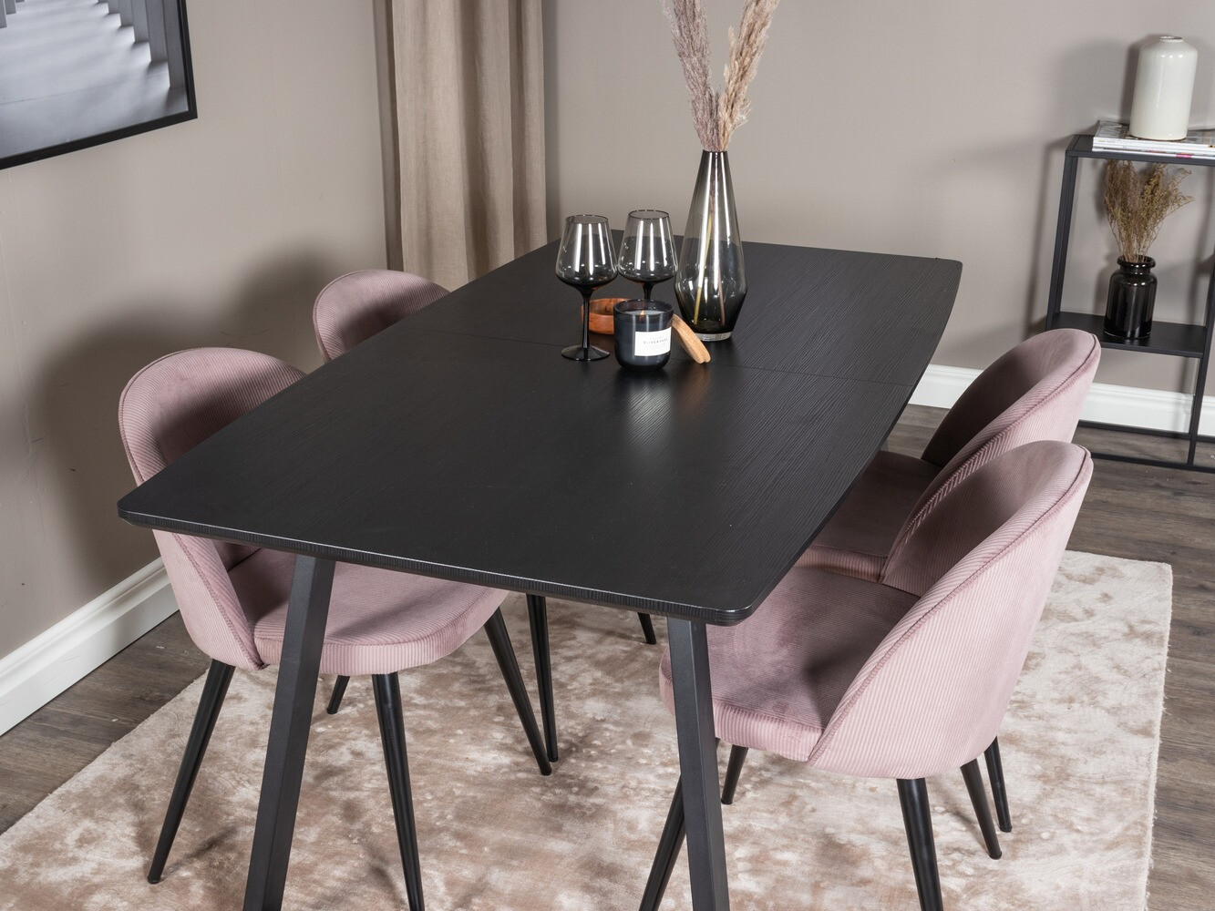 Conjunto de mesas y sillas para comedor Dallas 1687 (Rosa + Negro)