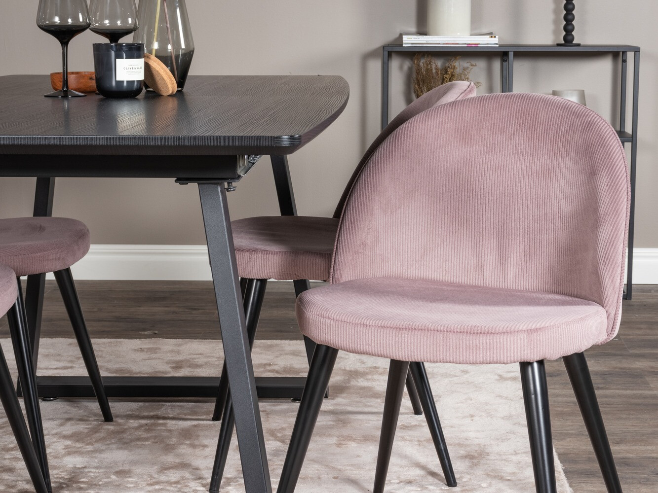 Conjunto de mesas y sillas para comedor Dallas 1687 (Rosa + Negro)