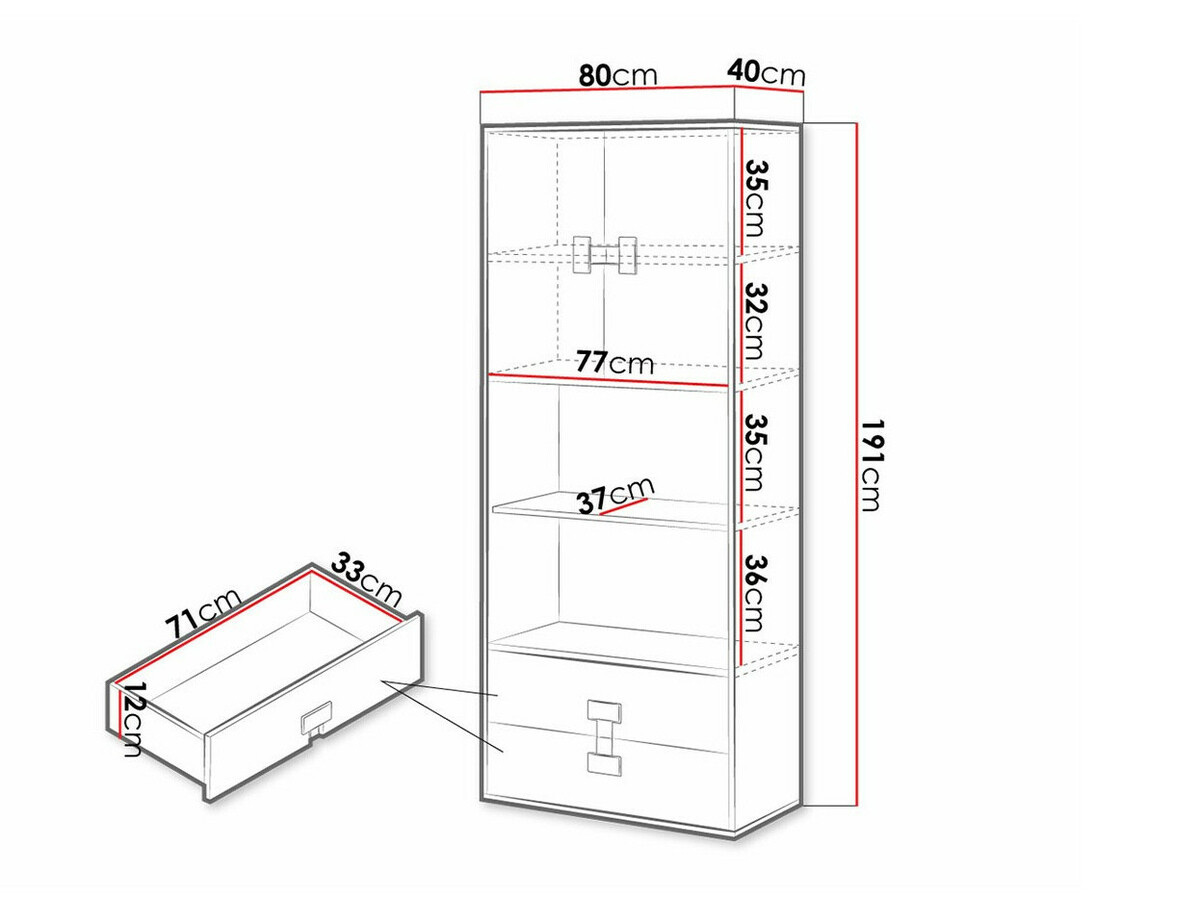 Estantería Florevi 112 (Gris brillante + Roble Artisan)