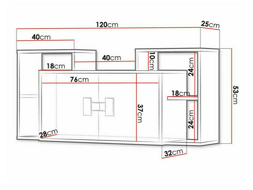 Armario de pared Florevi 107 (Blanco brillante + Roble Artisan)