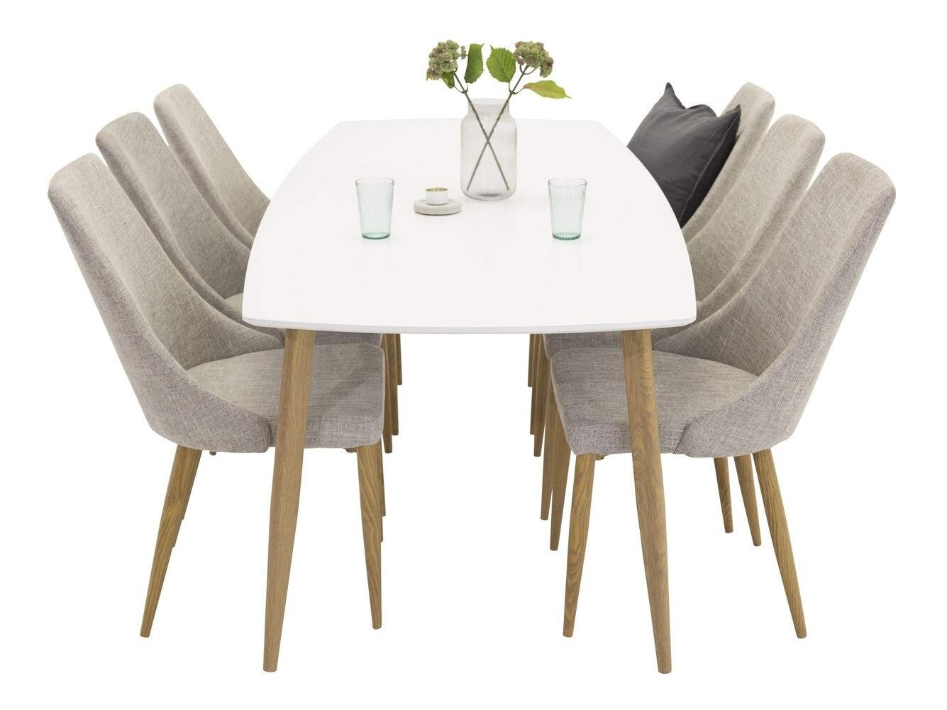 Conjunto de comedor Dallas 2102 (Gris claro + Roble)