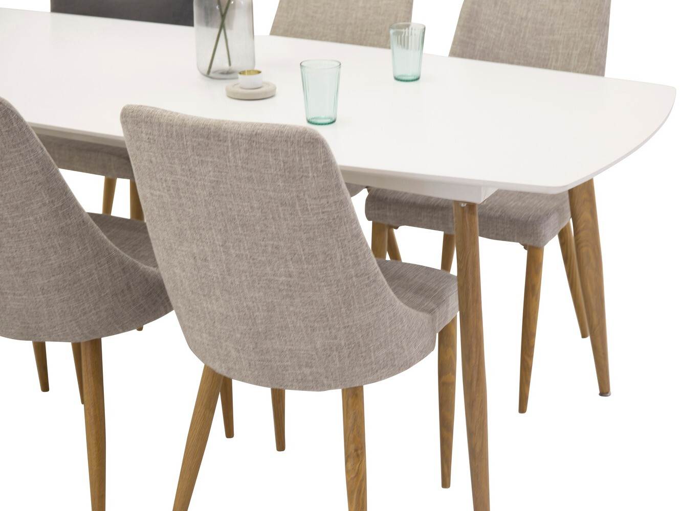 Conjunto de comedor Dallas 2102 (Gris claro + Roble)