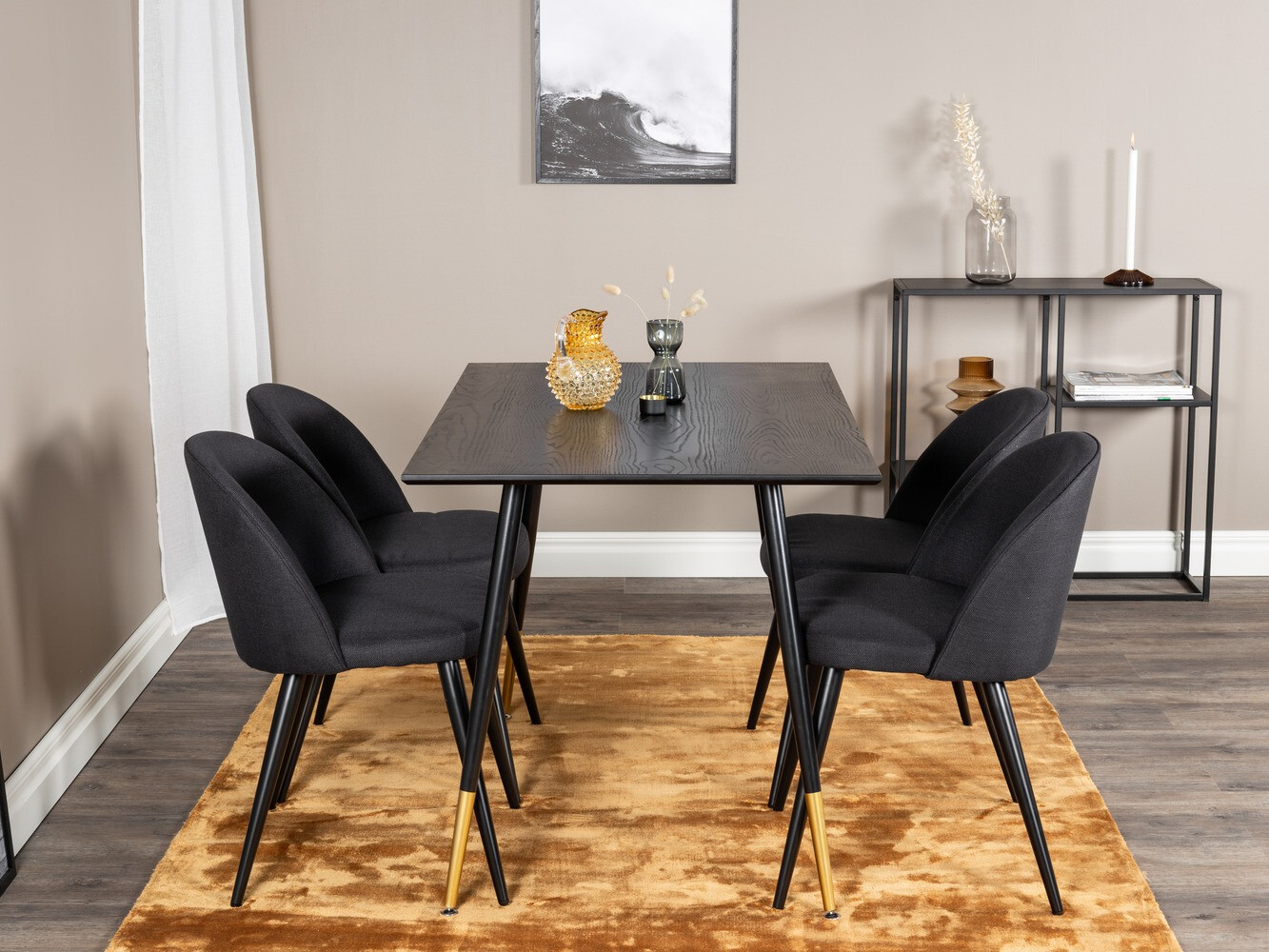 Conjunto de mesas y sillas para comedor Dallas 1692 (Negro)