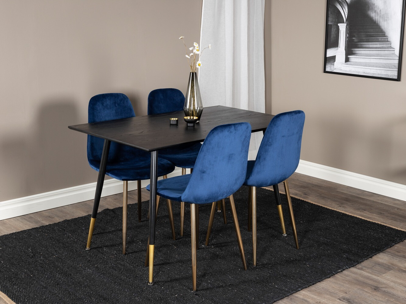 Conjunto de mesas y sillas para comedor Dallas 1693 (Azul + dorado)