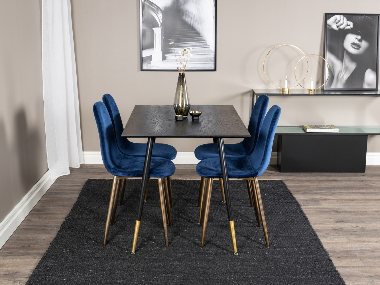 Conjunto de mesas y sillas para comedor Dallas 1693 (Azul + dorado)