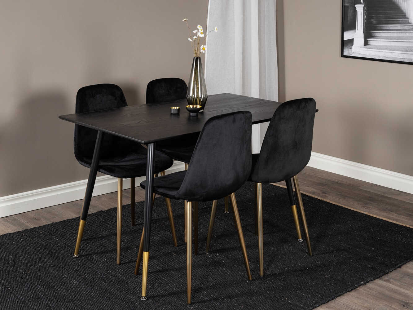 Conjunto de mesas y sillas para comedor Dallas 1693 (Negro)