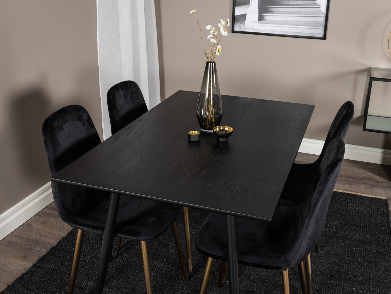 Conjunto de mesas y sillas para comedor Dallas 1693 (Negro)