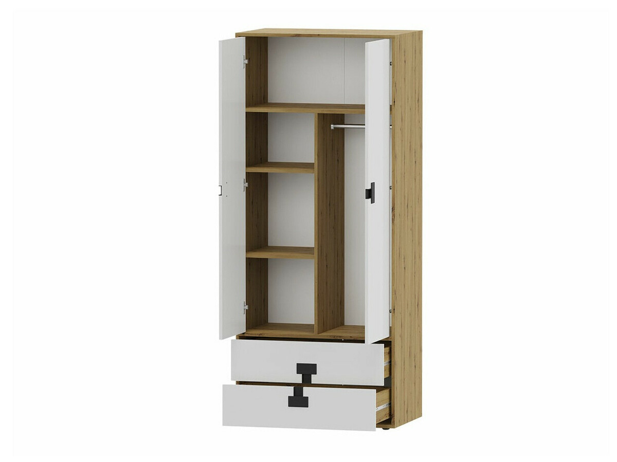 Conjunto para oficina en casa Florevi 104 (Mate blanco + Roble Artisan)