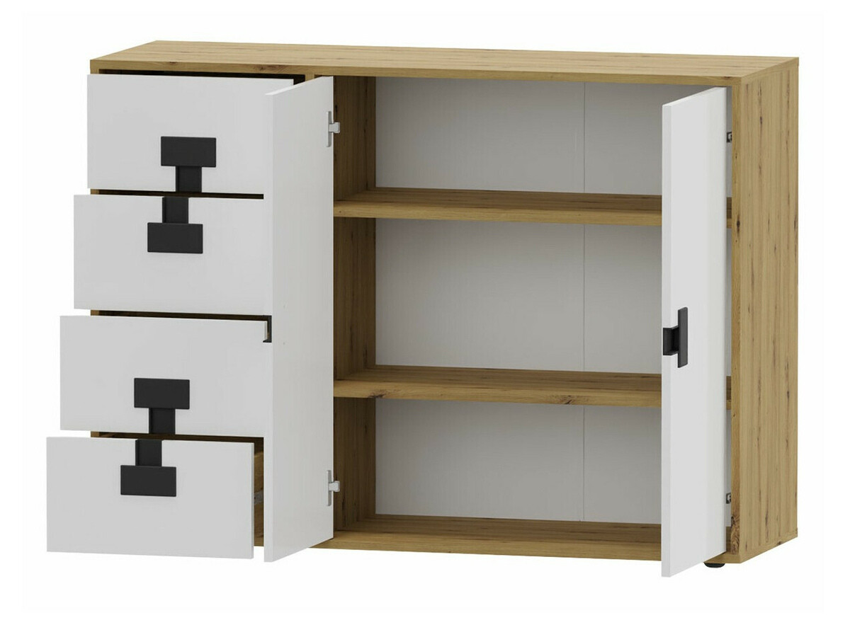 Juego de muebles Florevi 105 (Mate blanco + Roble Artisan)