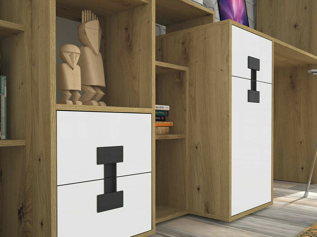 Juego de muebles Florevi 105 (Mate blanco + Roble Artisan)