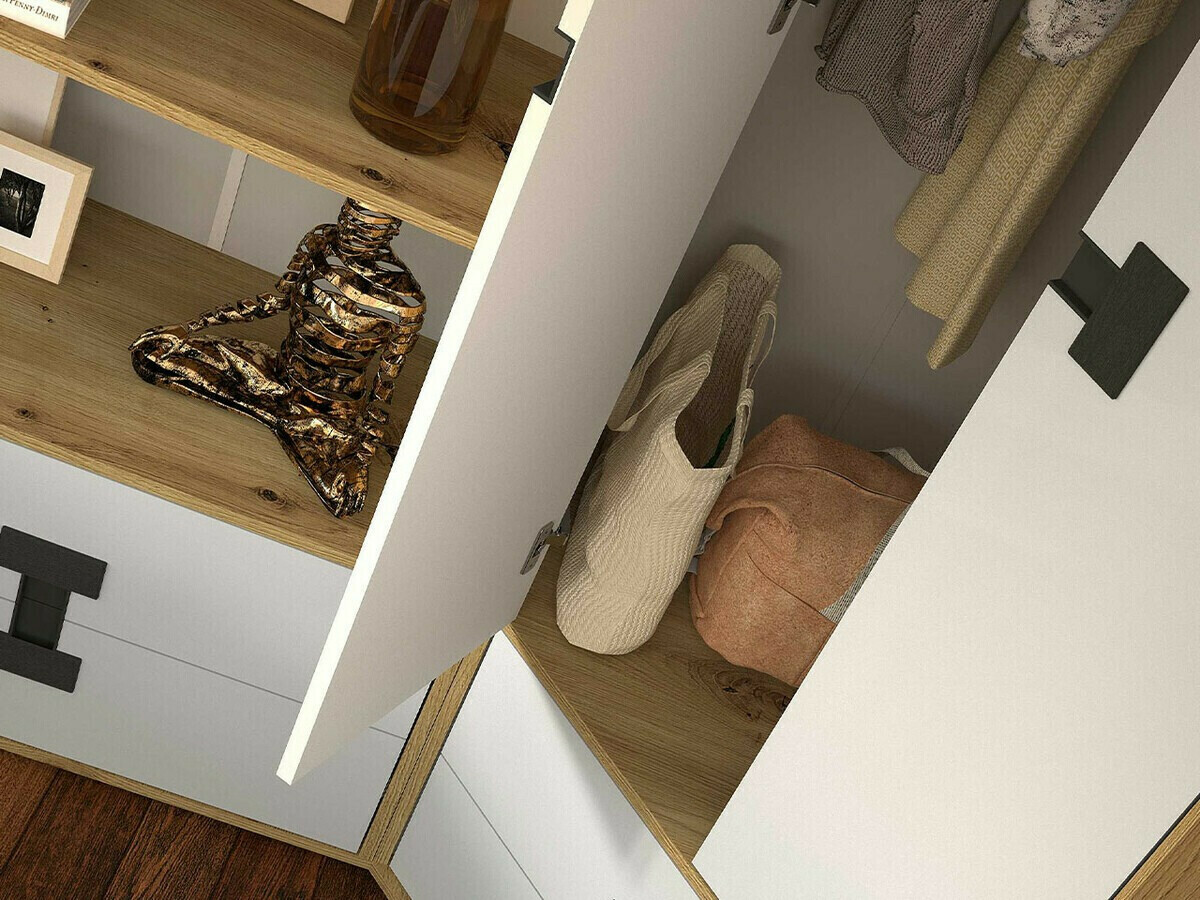 Juego de muebles Florevi 105 (Mate blanco + Roble Artisan)