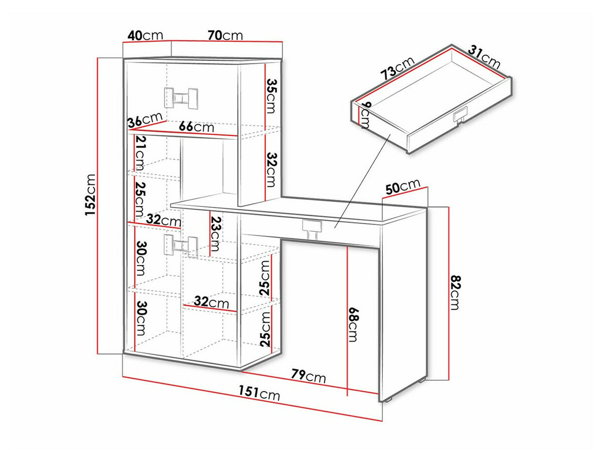 Mesa de oficina Florevi 101 (Mate blanco + Roble Artisan)