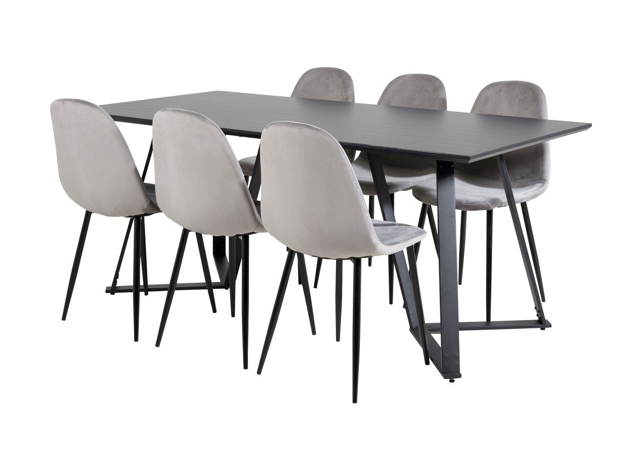 Conjunto de comedor Dallas 2476 (Gris + Negro)