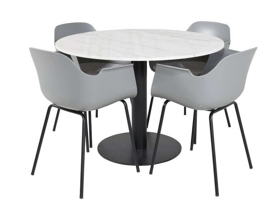 Conjunto de comedor Dallas 2606 (Gris + Negro + Blanco)