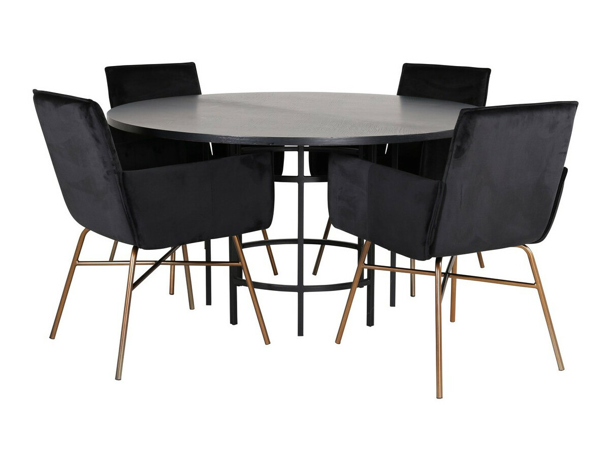Conjunto de mesas y sillas para comedor Dallas 2337 (Negro + Latón)