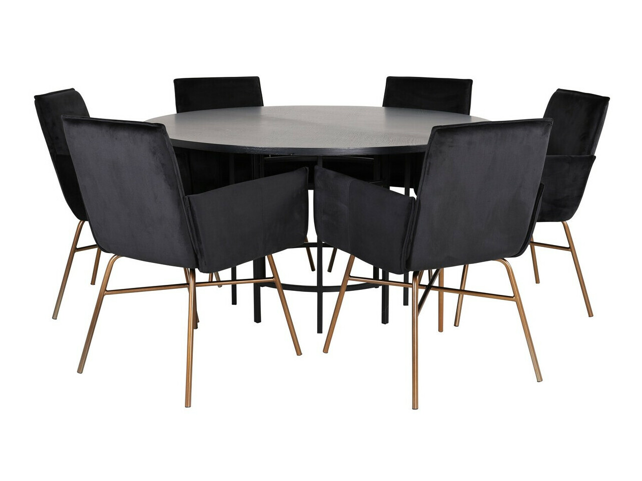 Conjunto de mesas y sillas para comedor Dallas 2391 (Negro + Latón)