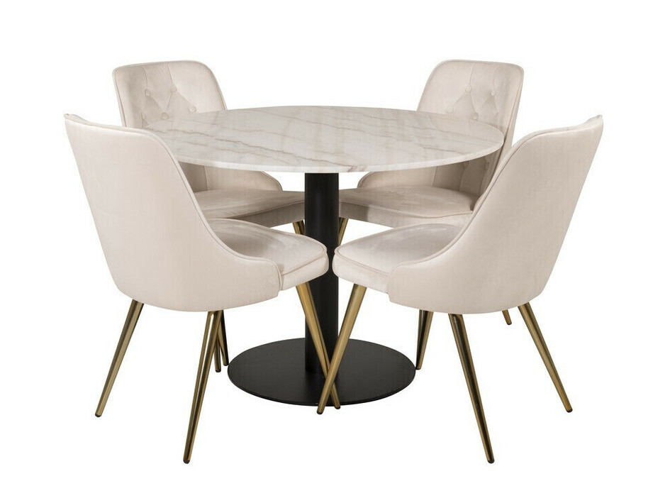 Conjunto de mesas y sillas para comedor Dallas 2570 (Beige + Latón)