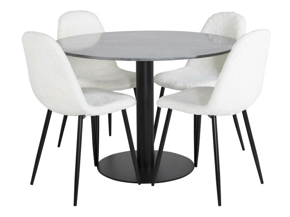 Conjunto de mesas y sillas para comedor Dallas 2627 (Blanco + Negro)