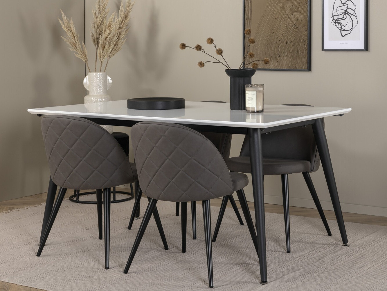 Conjunto de mesas y sillas para comedor Dallas 2738 (Gris + Negro)