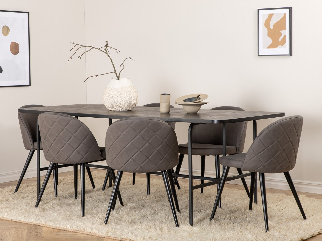 Conjunto de mesas y sillas para comedor Dallas 2784 (Gris + Negro)