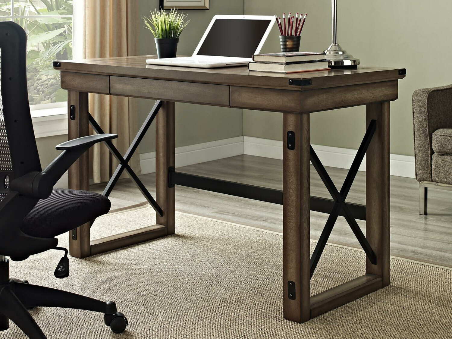 Mesa de oficina Tulsa 353 (Arbol envejecido + Negro)