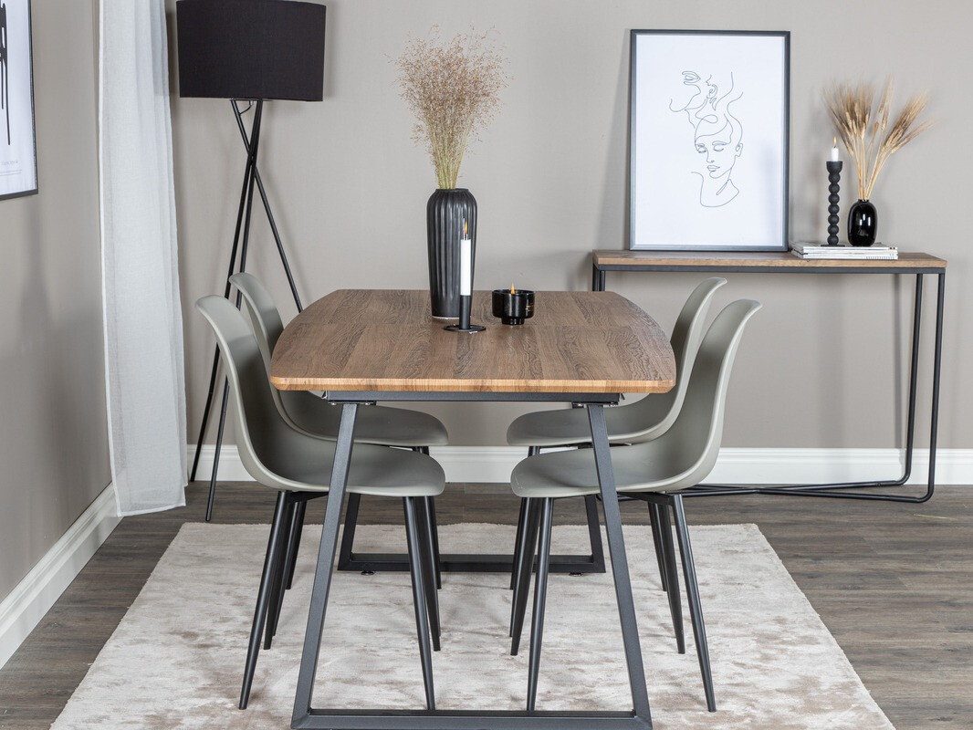 Conjunto de mesas y sillas para comedor Dallas 329 (Gris + Negro)