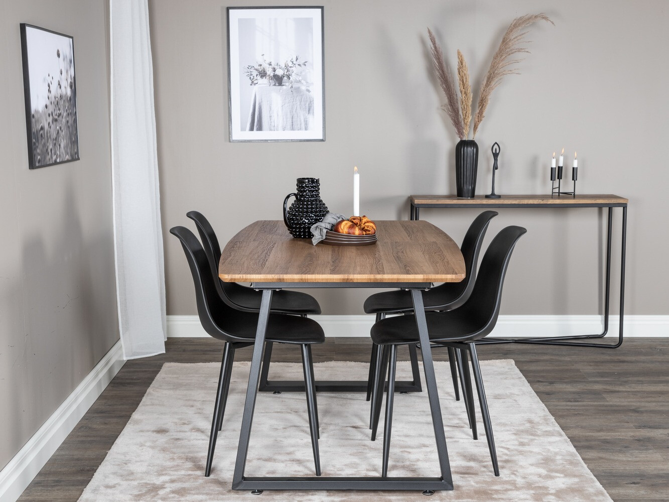 Conjunto de mesas y sillas para comedor Dallas 329 (Negro)